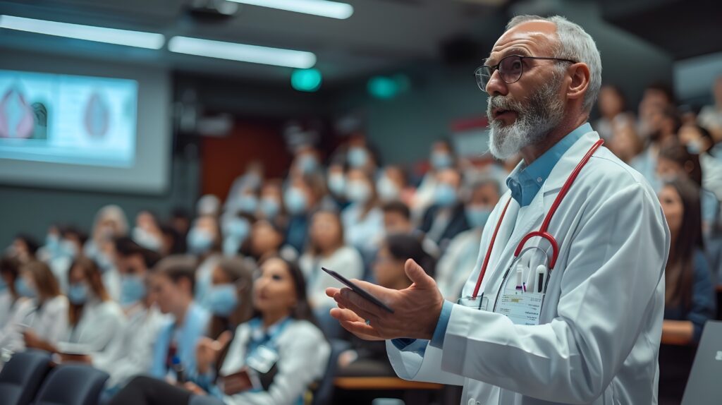 Everything You Need to Know About NEET: Your Ultimate Guide to Medical Fields 5 doctor giving professional presentation medical students clean lecture hall